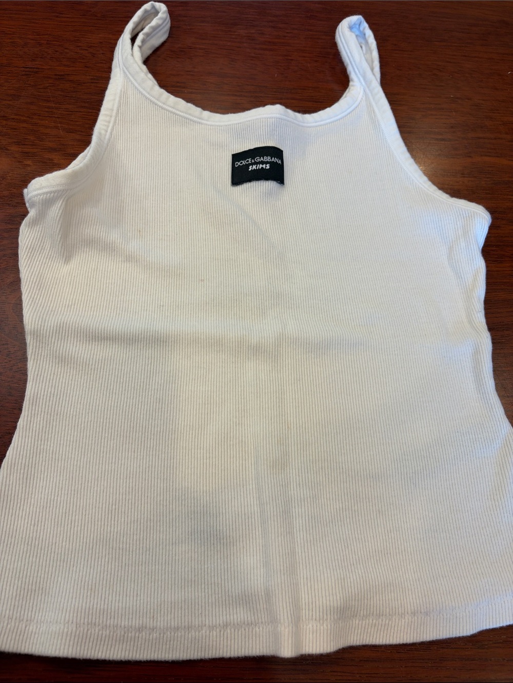Dolce & Gabbana Cream Ribbed Slim Tank Top
